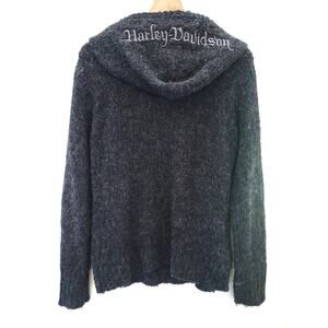 EUC Harley Davidson Alpaca Wool Bling Hoodie Sweater - Medium